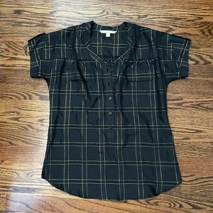 Black and gold thread metallic top